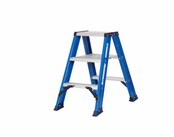 Hercules dubbele trap 2x3 treden blauw gecoat