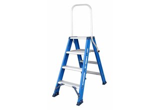 Hercules dubbele trap 2x4 treden blauw gecoat