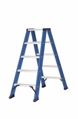 Hercules dubbele trap 2x5 treden blauw gecoat Hercules dubbele trap 2x5 treden blauw gecoat