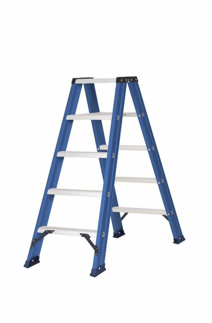 Hercules dubbele trap 2x5 treden blauw gecoat Hercules dubbele trap 2x5 treden blauw gecoat