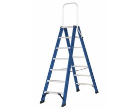 Hercules dubbele trap 2x7 treden blauw gecoat