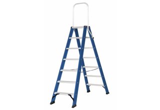 Hercules dubbele trap 2x7 treden blauw gecoat