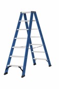 Hercules dubbele trap 2x7 treden blauw gecoat