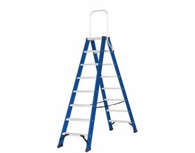 Hercules dubbele trap 2x8 treden blauw gecoat