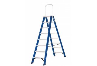 Hercules dubbele trap 2x8 treden blauw gecoat