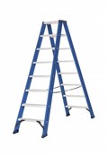 Hercules dubbele trap 2x8 treden blauw gecoat