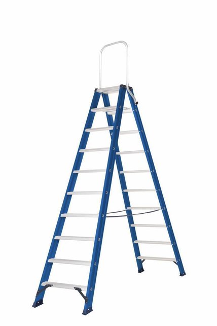 Hercules dubbele trap 2x10 treden blauw gecoat