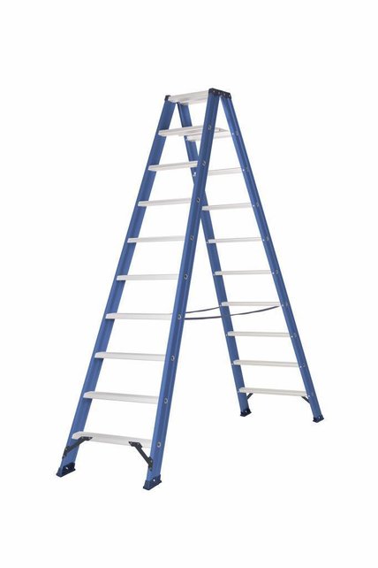Hercules dubbele trap 2x10 treden blauw gecoat