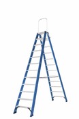 Hercules dubbele trap 2x12 treden blauw gecoat