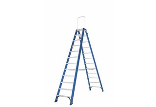 Hercules dubbele trap 2x12 treden blauw gecoat