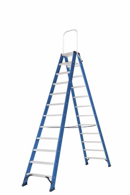 Hercules dubbele trap 2x12 treden blauw gecoat