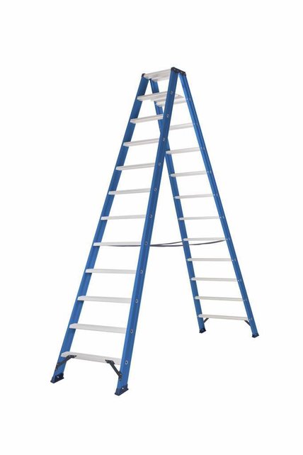 Hercules dubbele trap 2x12 treden blauw gecoat