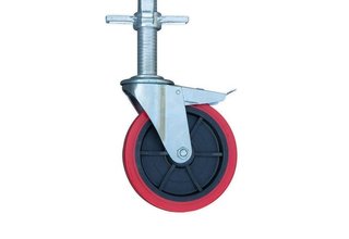 Nylon steigerwiel met rubber profiel op stalen spindel max. 300 kg per wiel