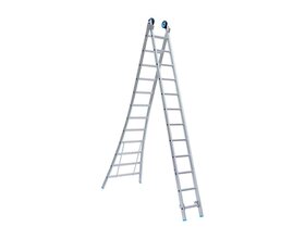 Eurostairs Reformladder dubbel uitgebogen 2x12 sporten + gevelrollen