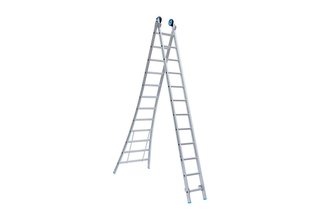 Eurostairs Reformladder dubbel uitgebogen 2x12 sporten + gevelrollen
