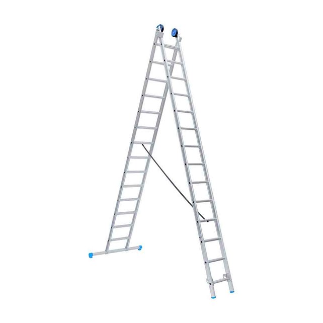 Eurostairs Reform ladder dubbel recht 2x14 sporten + gevelrollen