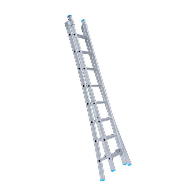 Eurostairs Opsteek ladder dubbel uitgebogen 2x16 sporten + gevelrollen Eurostairs Opsteek ladder dubbel uitgebogen 2x16 sporten + gevelrollen