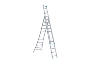 Eurostairs Reform ladder driedelig uitgebogen 3x10 sporten + gevelrollen