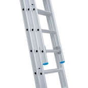 Eurostairs Opsteek ladder driedelig uitgebogen 3x14 sporten + gevelrollen