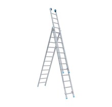 Eurostairs Opsteek ladder driedelig recht 3x14 sporten + gevelrollen