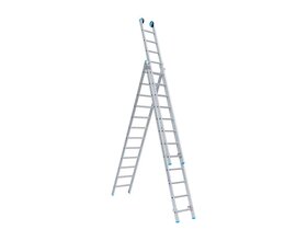 Eurostairs Opsteek ladder driedelig recht 3x14 sporten + gevelrollen