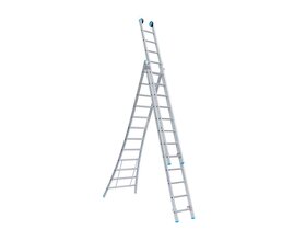 Eurostairs Reform ladder driedelig uitgebogen 3x12 sporten + gevelrollen
