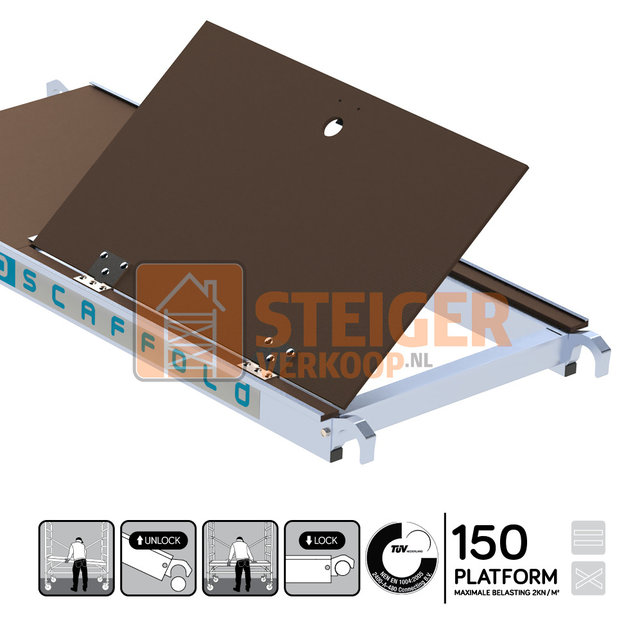 Kamersteiger platform 150 cm met luik