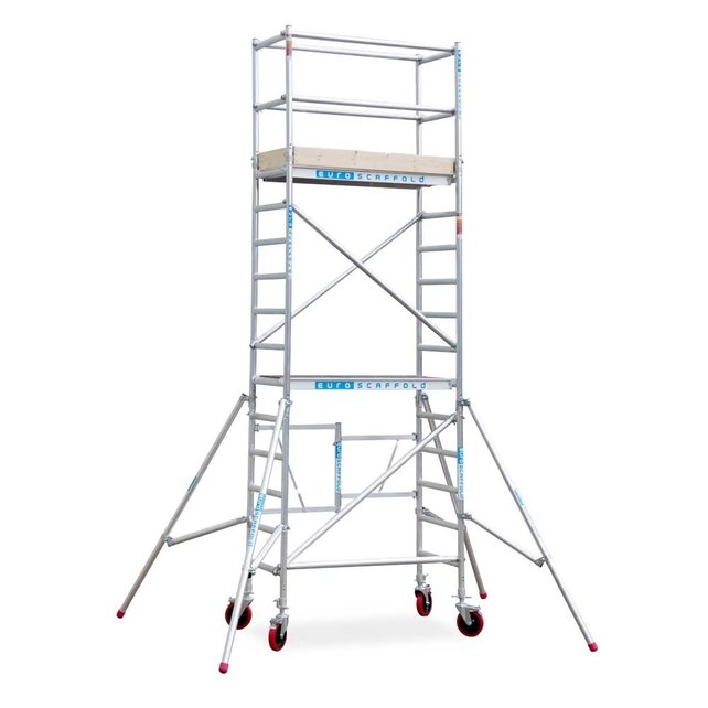 Kamersteiger compact module 1+2+3 75x150 5,8m werkhoogte rubber wiel met stalen spindel Kamersteiger compact module 1+2+3 75x150 5,8m werkhoogte rubber wiel met stalen spindel