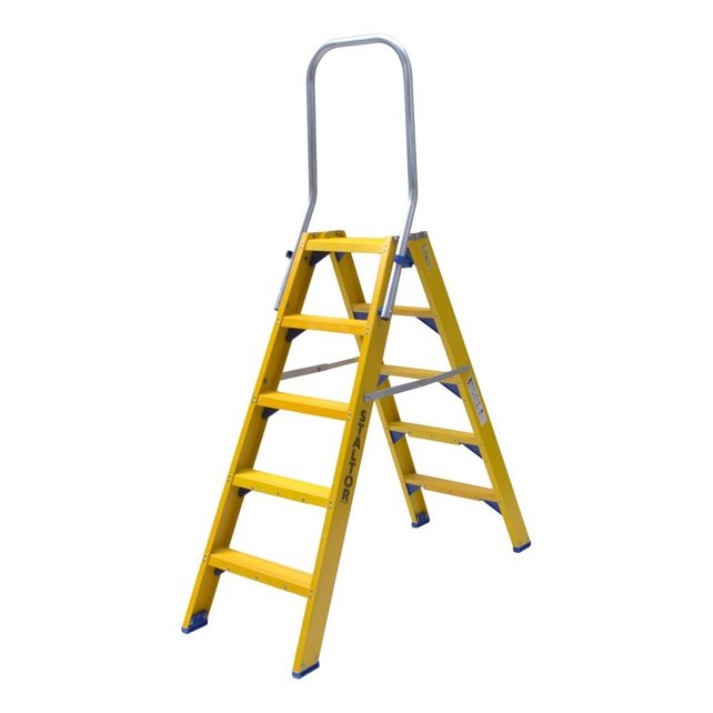 Trap glasvezelversterkt Type DT dubbel 2x5 treden inclusief platform + vaste beugel Trap glasvezelversterkt Type DT dubbel 2x5 treden inclusief platform + vaste beugel