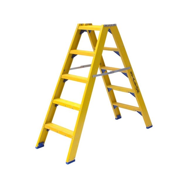 Trap glasvezelversterkt Type DT dubbel 2x5 treden inclusief platform + vaste beugel Trap glasvezelversterkt Type DT dubbel 2x5 treden inclusief platform + vaste beugel