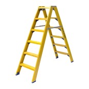 Trap glasvezelversterkt Type DT dubbel 2x6 treden inclusief platform + vaste beugel Trap glasvezelversterkt Type DT dubbel 2x6 treden inclusief platform + vaste beugel