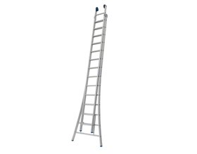 Solide Ladder Type C gecoat dubbel uitgebogen 2x14 sporten + gevelrollen