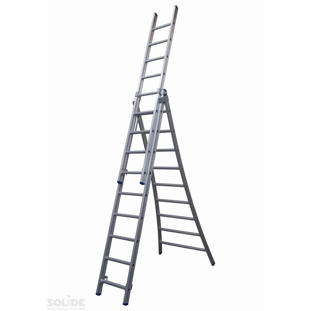 Ladder Type D gecoat driedelig uitgebogen 3x9 sporten