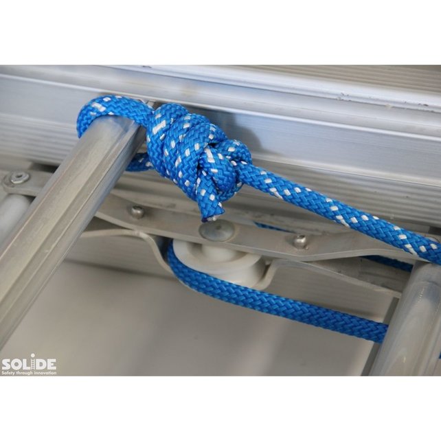 Schuifladder met touw Type E16 gecoat dubbel recht 2x16 sporten + stabiliteitsbalk