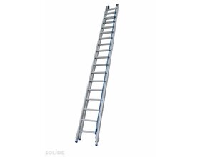 Solide Schuifladder met touw Type E18 gecoat dubbel recht 2x18 sporten + stabiliteitsbalk