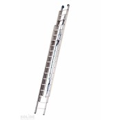 Schuifladder met touw Type F gecoat driedelig recht 3x16 sporten + stabliliteits balk Schuifladder met touw Type F gecoat driedelig recht 3x16 sporten + stabliliteits balk