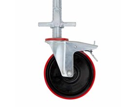 Steigerwiel rubber + stalen spindel set 4 stuks