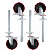 Steigerwiel rubber + stalen spindel set 4 stuks