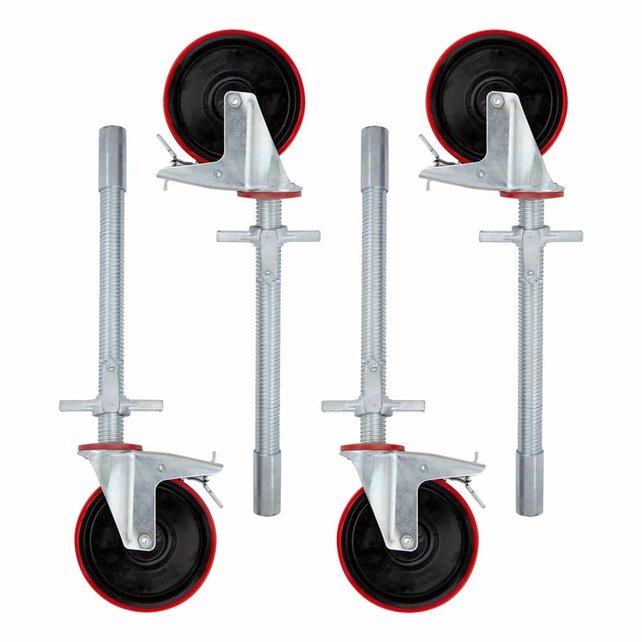 Steigerwiel rubber + stalen spindel set 4 stuks