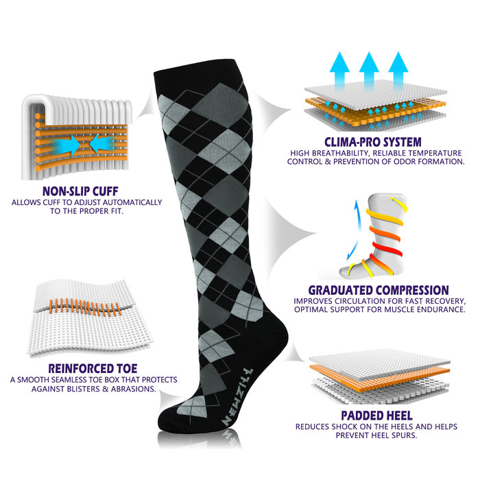 NEWZILL Newzill compressiekousen VIBE ARGYLE