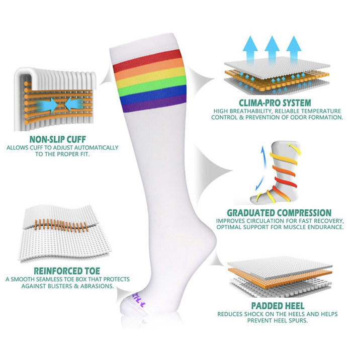 NEWZILL Newzill compressiekousen 24/7 White Rainbow