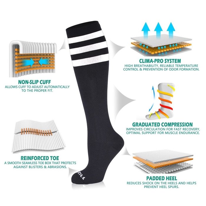 NEWZILL Newzill compressiekousen 24/7 Black and White