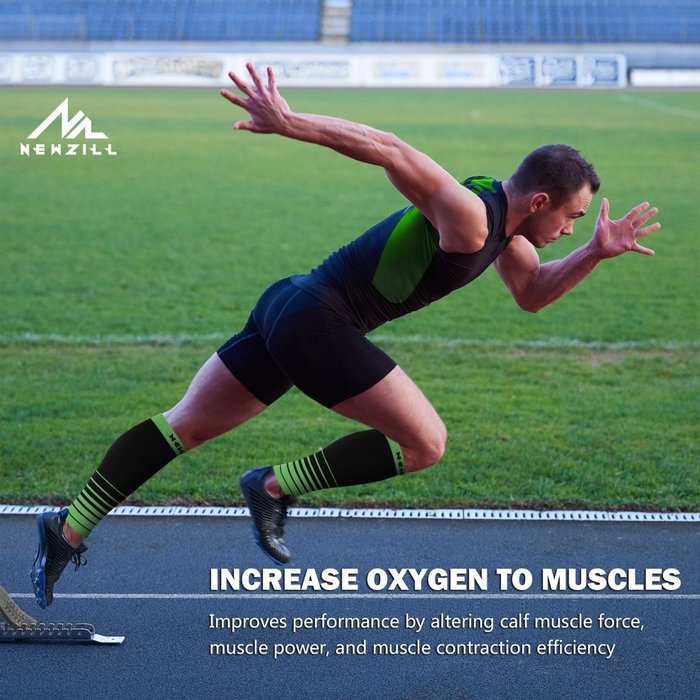 NEWZILL Newzill compressie kuit sleeves  Zwart - Groen