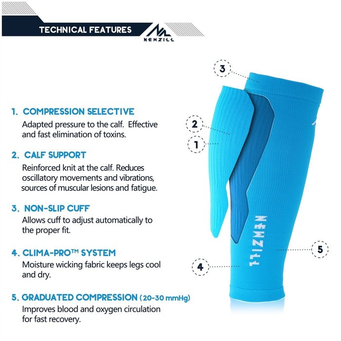 NEWZILL Newzill compressie kuit sleeves  Blauw