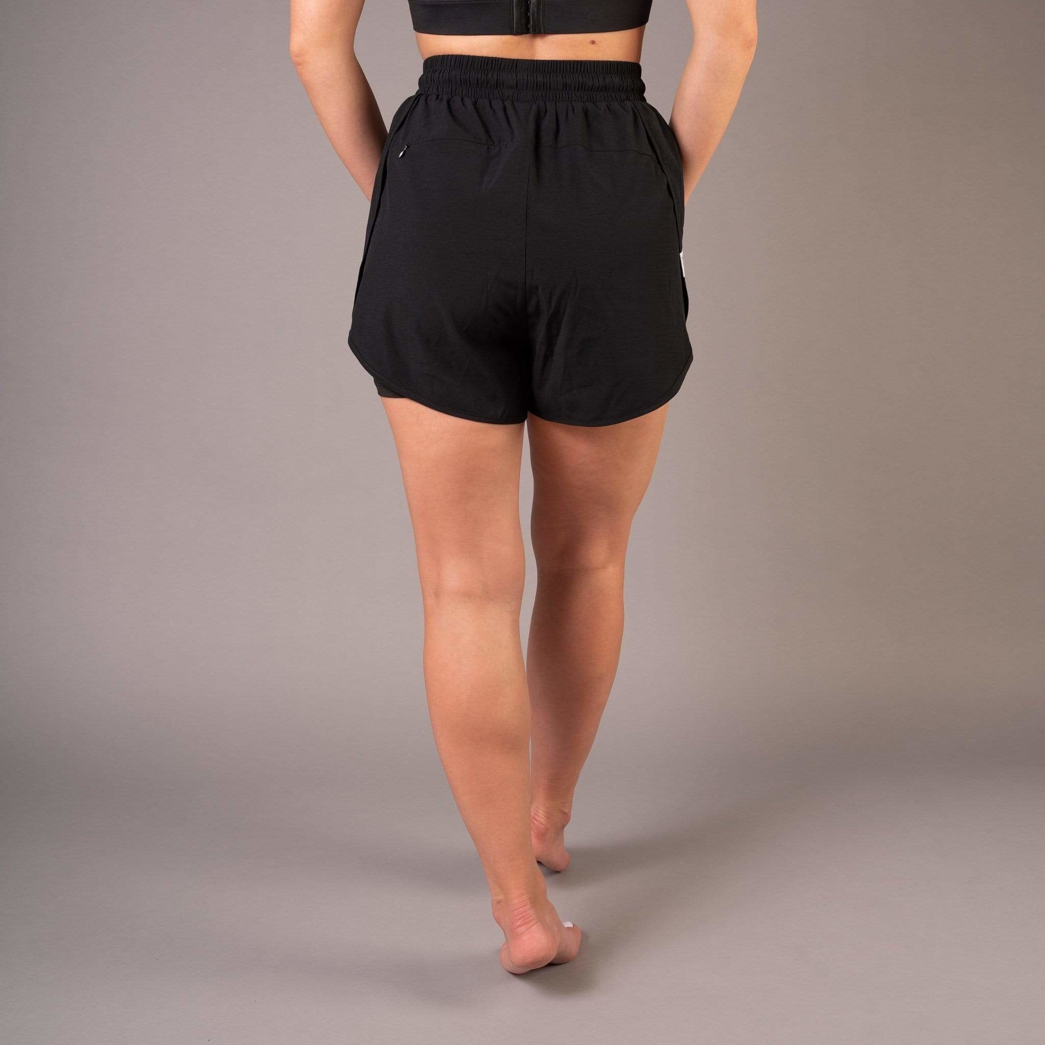 BARA Sportswear Dames hardloopbroek kort 2 in 1 athletic short zwart