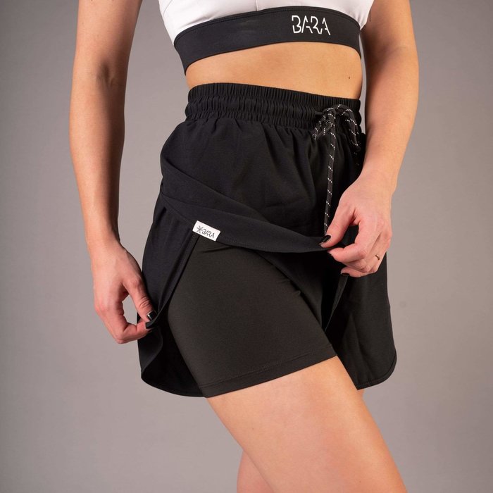 BARA Sportswear Dames hardloopbroek kort 2 in 1 athletic short zwart