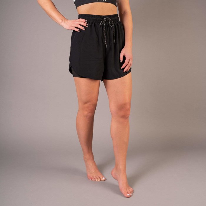 BARA Sportswear Dames hardloopbroek kort 2 in 1 athletic short zwart