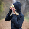 Dames winter hardloopshirt lange mouw hoodie zwart