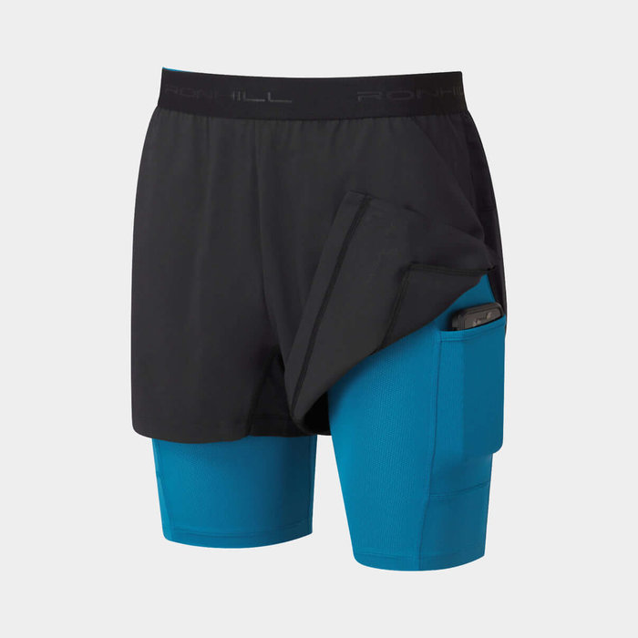 RONHILL Ronhill Heren hardloopshort 2 in 1 Tech Ultra Twin short Black Prussian