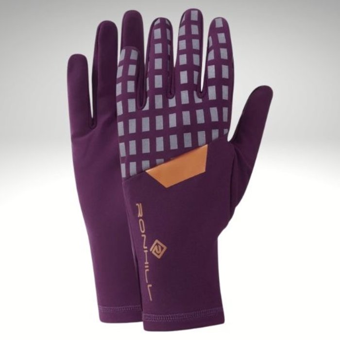 RONHILL Afterhours hardloop handschoenen Grape/Mango/reflective m/v